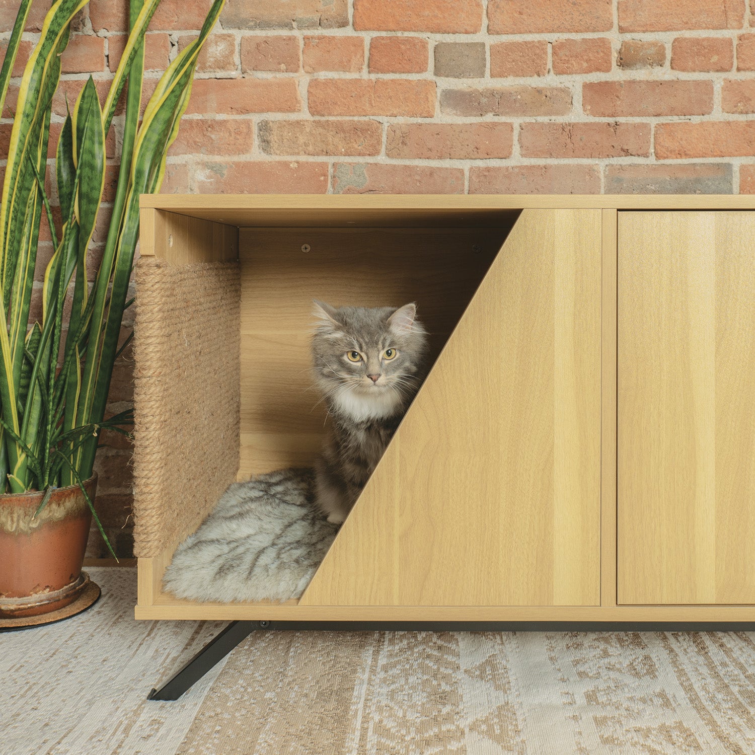 JESSE Multifunctional Litter Cabinet with Cat Scratcher - One Size