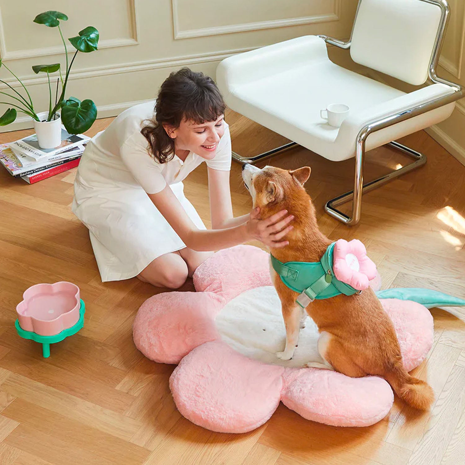 Flora Plush Pet Bed for Cats and Dogs