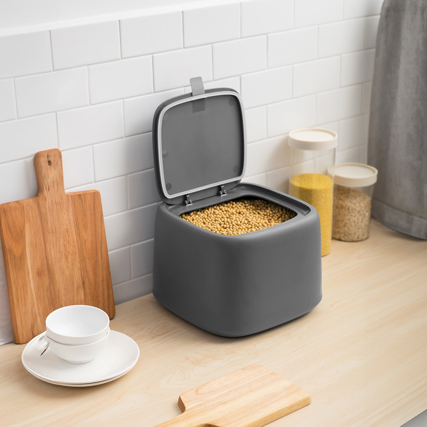 HOKAN Kibble Food Container, 10L Grey One Size