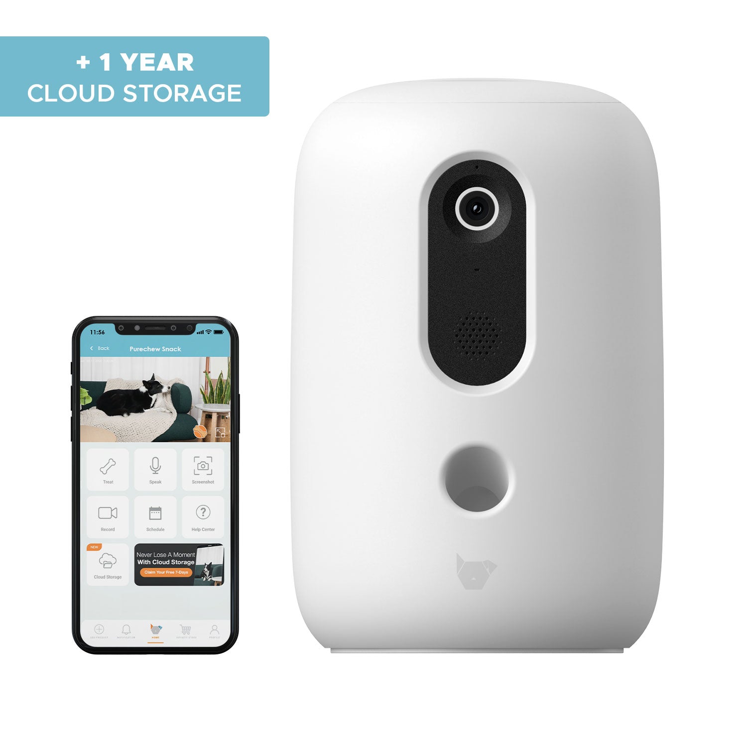 Purechew Snack Automatic App Pet Treat Dispenser with HD Camera