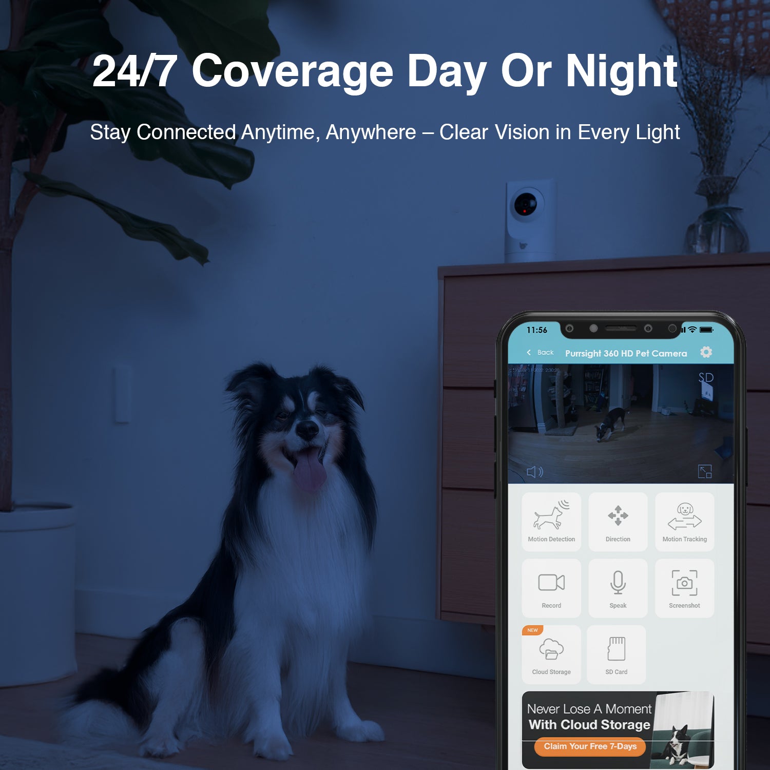 Purrsight 360° Smart App Pet Camera with Night Vision and 2 Way Audio